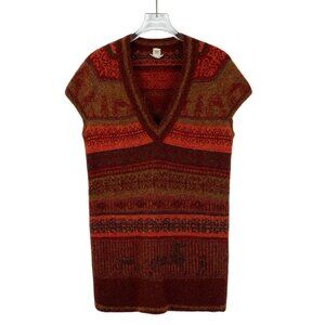 Hermès Red Stripe Embroidered Cashmere V-Neck Short-Sleeve Knit Sweater
